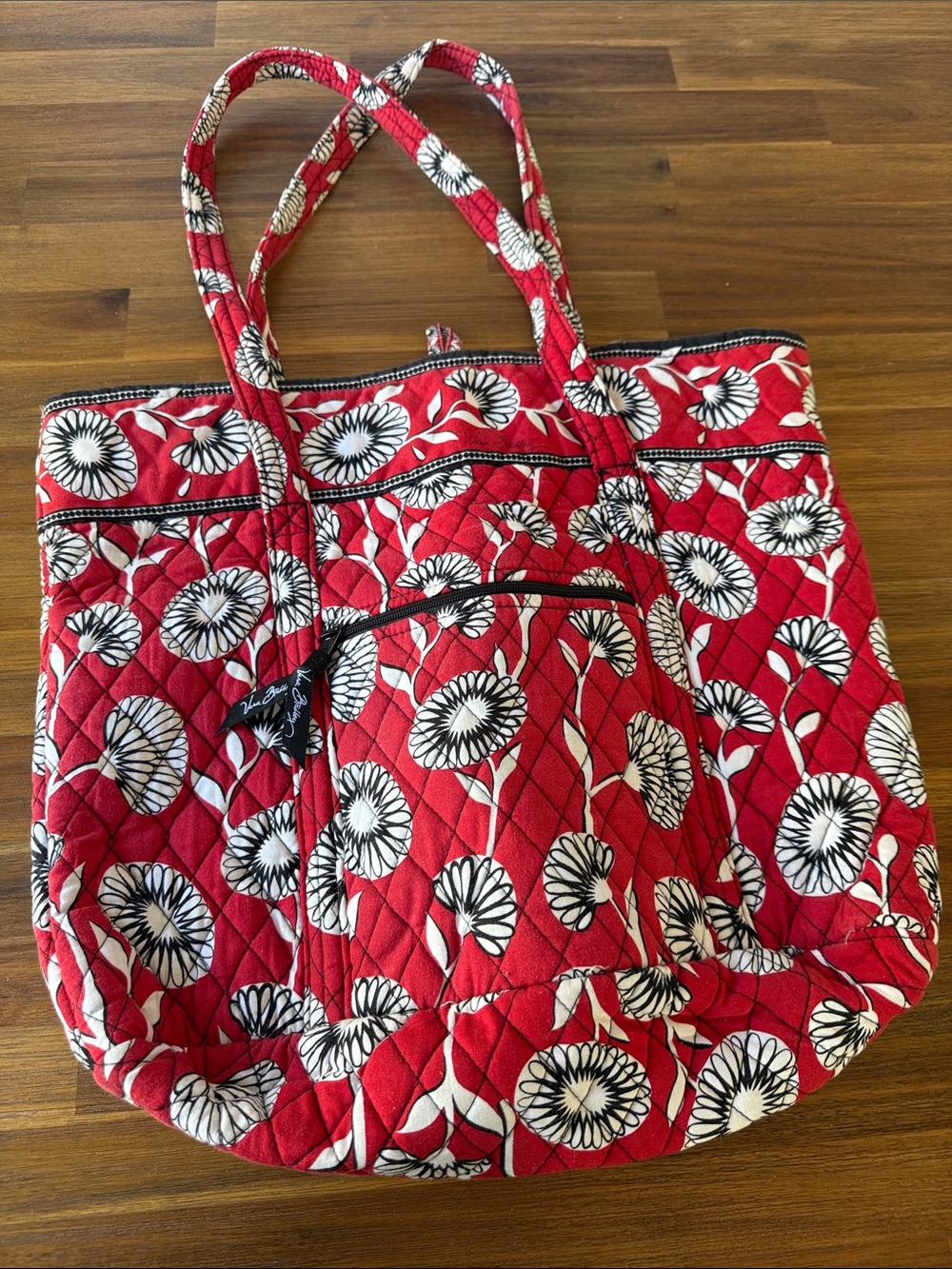Vera Bradley Red Floral Quilted Shoulder Tote